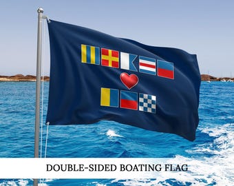 Nautical Flag, Custom Boat Flag for Couples, Sailing Signal Sign, Captain Gift, Boat Accessories Decor