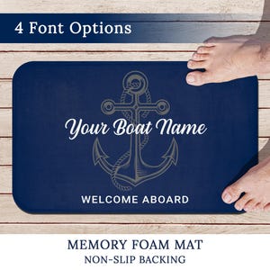 Custom Boat Mat, Welcome Aboard Mat, Boat Gifts Personalized, Boat Owner Gift, Nautical Mat