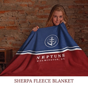 Anchor Boat Blanket, Lake House Sherpa Fleece Blanket, Personalized Boat Gift For Sailor