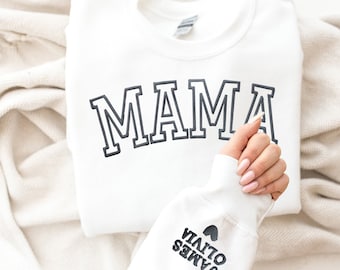 Personalisiertes Mama Sweatshirt, Muttertagsgeschenk, Sweatshirt mit Puff-Druck, geprägtes New Mon Sweatshirt, Vinyl 3D, Verlobungs-Sweatshirt