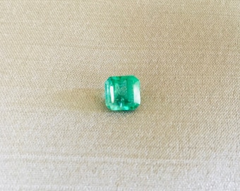 1.68 ct Green Natural Emerald 7.04x9.03x4.80mm Octagon Step Cut, Unmounted Faceted Loose Stone, Near 7x5mm Engagement Wedding Art Deco Look