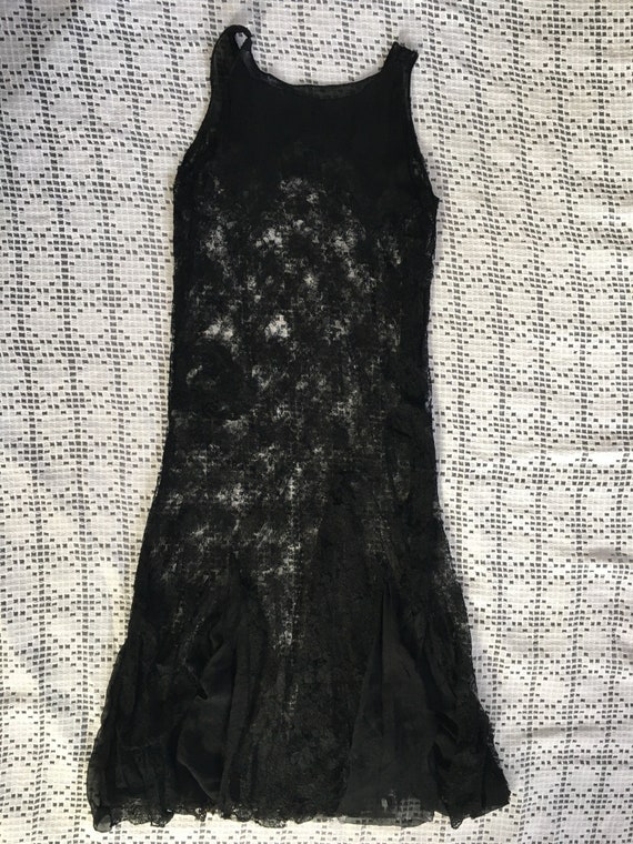 True Vintage 1920s 1930s Black Lace Gown Dress We… - image 10