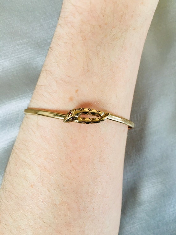 Vintage 9ct Yellow Gold Snake Bangle Solid Serpen… - image 2