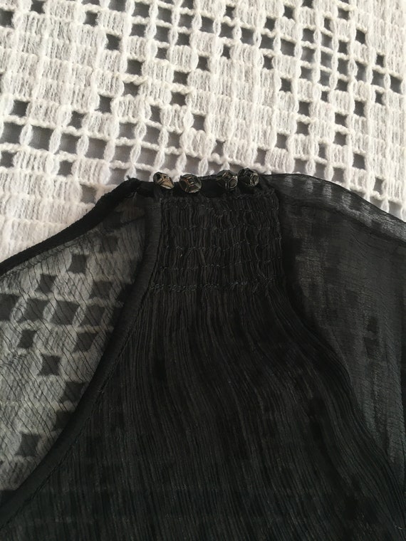 Vintage 100% Silk Chiffon Black Dress Mid Length … - image 3