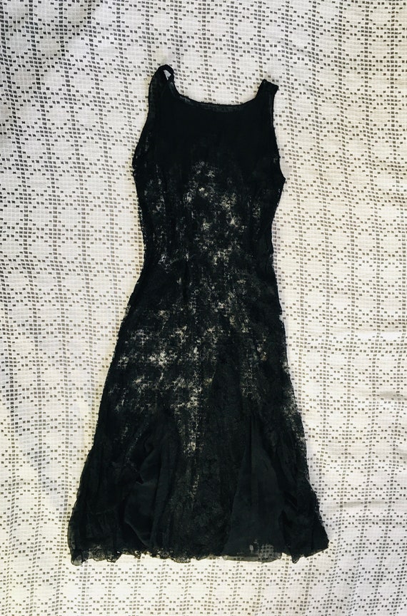 True Vintage 1920s 1930s Black Lace Gown Dress We… - image 9