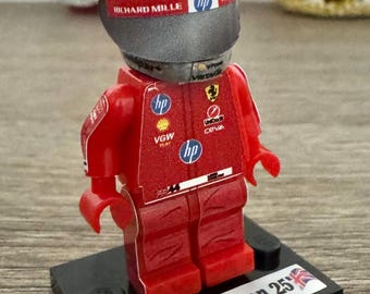 F1 custom minifigure Lewis Hamilton 2025 silver glitter special helmet Las Vegas Gp