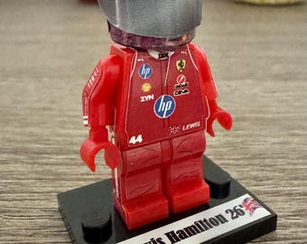 F1 custom minifigure Lewis Hamilton 2026 pink glitter special helmet Montecarlo Gp