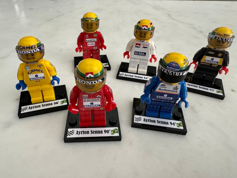 Set 6 Ayrton Senna History Minifigure Ralt, Toleman, Lotus 97T, Lotus