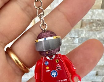 F1 minifigure Keyring Lewis Hamilton Montecarlo Gp pink glitter helmet 2026 Ferrari