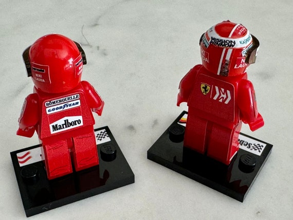 Set 2 X Lauda Vettel Ferrari Helmet and Tribute F1 Formula Grand Prix Pilot Figure Driver Minifigure Minifigure Etsy