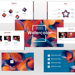 Simple Modern Business PowerPoint Template, Editable presentation, Minimalistic Style, Widescreen Water Color Template 01