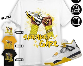 Sneaker Girl Nail Unisex Color T-Shirt, Sweatshirt, Hoodie, AJ 4 Vivid Sulfur, Shirt In Gold To Match Sneaker Tee