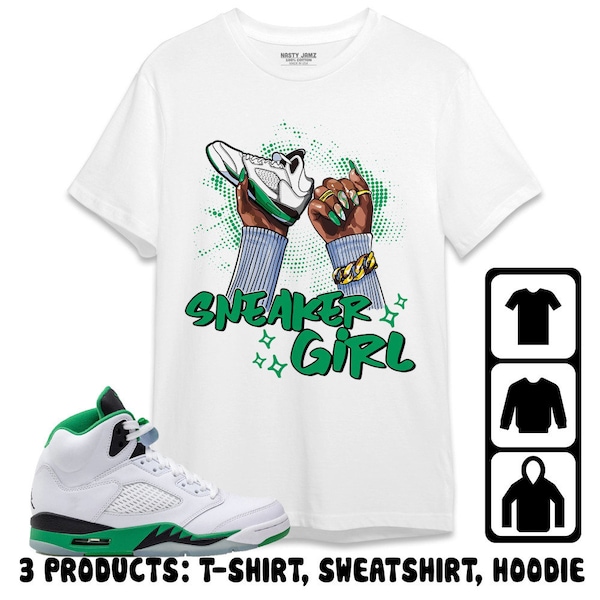 Jordan 5 Lucky Green Camiseta unisex, sudadera, sudadera con capucha, Sneaker Girl Nail, camisa para combinar con la zapatilla