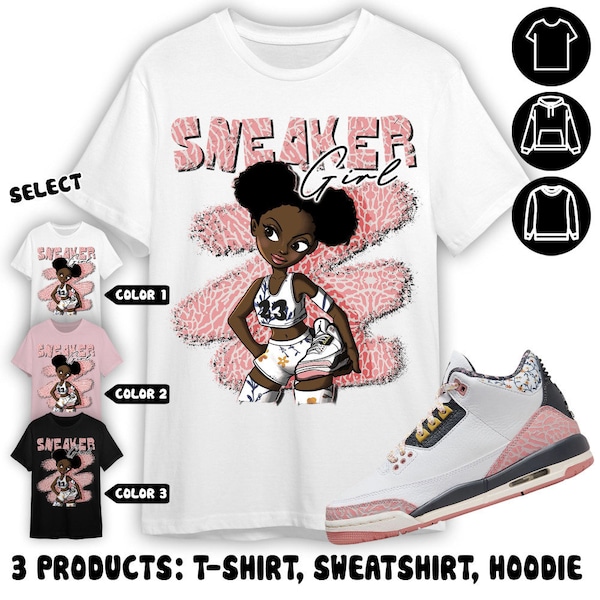 Black Sneaker Girl Unisex Color T-Shirt, Sweatshirt, Hoodie, AJ 3 Red Stardust, Shirt In Light Pink To Match Sneaker Tee