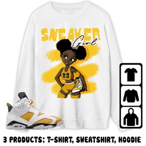 Jordan 6 Yellow Ochre Unisex T-Shirt, Sweatshirt, Hoodie, Black Sneaker Girl, Shirt To Match Sneaker image 6