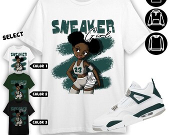 AJ 4 Oxidized Green Unisex Sweatshirt, Hoodie, T-Shirt, Black Sneaker Girl, Shirt In Forest Green To Match Sneaker