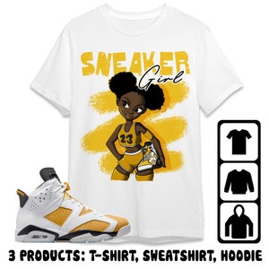 Jordan 6 Yellow Ochre Unisex T-Shirt, Sweatshirt, Hoodie, Black Sneaker Girl, Shirt To Match Sneaker image 1