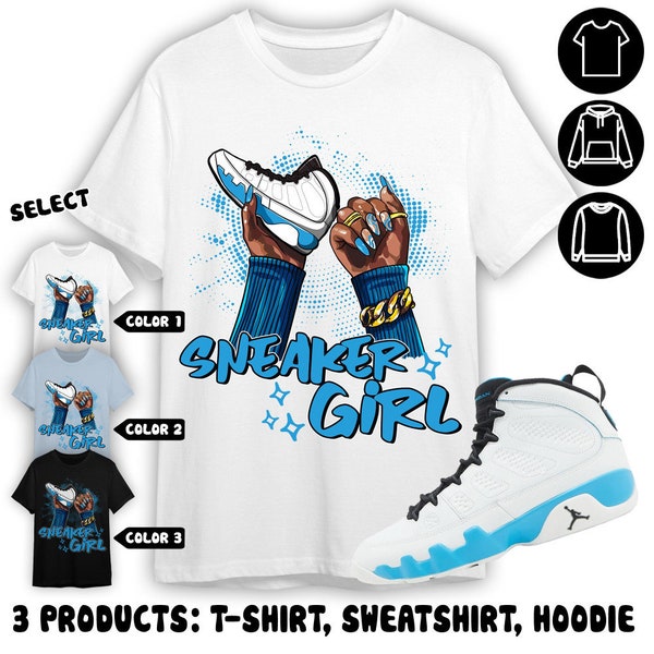 Jordan 9 Powder Blue Unisex Color T-Shirt, Sweatshirt, Hoodie, Sneaker Girl Nail, Shirt In Light Blue To Match Sneaker