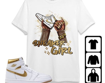 Jordan 1 High OG Metallic Gold Unisex T-Shirt, Sweatshirt, Hoodie, Sneaker Girl Nail, Shirt To Match Sneaker