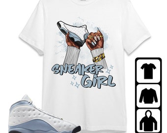 Jordan 13 Blue Grey Unisex T-Shirt, Sweatshirt, Hoodie, Sneaker Girl Nail, Shirt To Match Sneaker