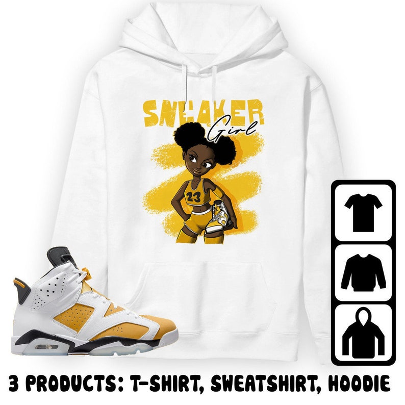Jordan 6 Yellow Ochre Unisex T-Shirt, Sweatshirt, Hoodie, Black Sneaker Girl, Shirt To Match Sneaker image 4