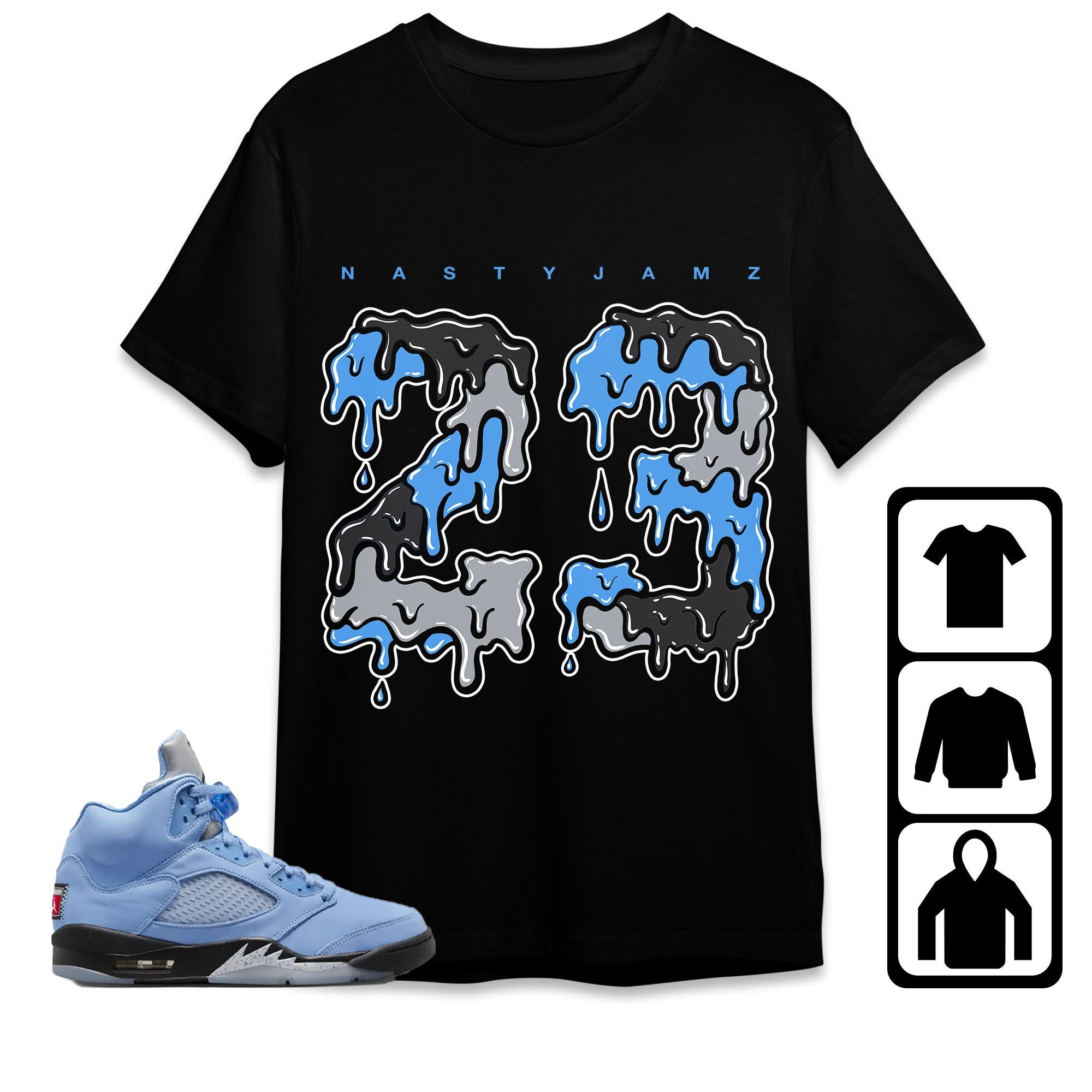  Shirt To Match Jordan Retro 5 University Blue,UNC Juice Graphic  Tee,UNC Toe (XL, Black) : Handmade Products