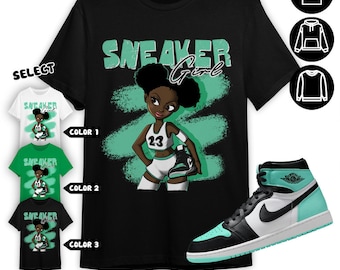 AJ 1 High OG Green Glow Unisex Sweatshirt, Hoodie, T-Shirt, Black Sneaker Girl, Shirt In Irish Green To Match Sneaker