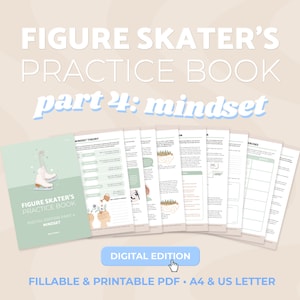以下が含まれることがあります： 「Figure Skater's Practice Book, Part 4: Mindset」というタイトルのフィギュアスケーターのためのデジタル練習帳。この本は印刷可能なPDFであり、スケーターが精神的なゲームを向上させるのに役立つさまざまなワークシートとエクササイズが含まれています。