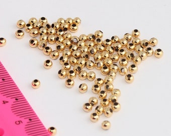 3mm 24k Shiny Gold Beads, Ball Beads, Bracelet Beads, Round Beads, Mini Round Beads, Spacer Beads, Gold Plated Findings, MBGBXB331