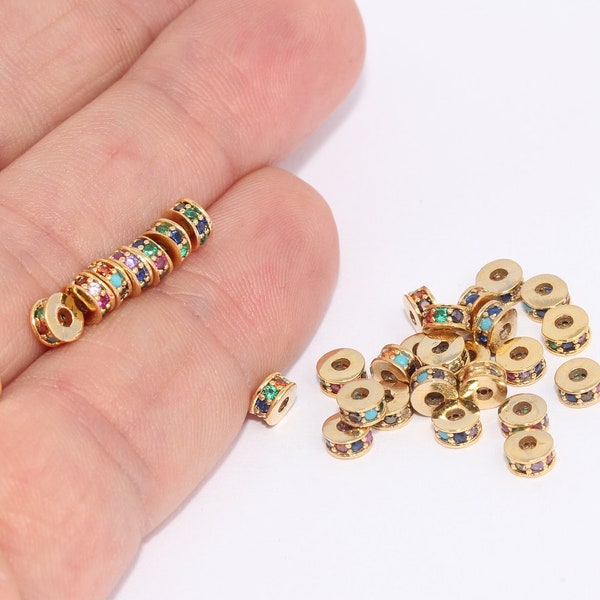 4,5mm Micro Pave Rondelle, Spacer Cz Rondelle, Cz Rondelle Beads, Cz Spacer Beads, Mix Cz Rondelle,  MBGMLS402