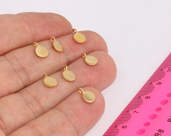 6x8mm 24k Shiny Gold Coin Charms, Stamping Disc, Round Drop Charms, Small Drop Beads,Gold Plated Findings  MBGXP199