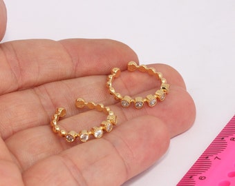 16-17mm 24k Shiny Gold Micro Pave Rings, Dainty Rings, CZ Tiny Stacking Bridal Rings, White Stone Band Rings, MBGXP197