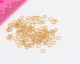 20ゲージ 6mm 24K シャイニーゴールドジャンプリング、ゴールドコネクター、オープンジャンプリング、バルクゴールドジャンプリング、ジュエリー製作用品、LFJ、MBGDOM4