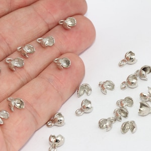 Silver Plated Crimp End, Cord End, Clam Shell Bead Tip,  MBGMTE1117