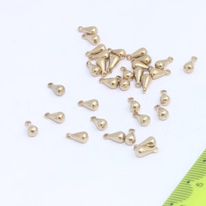 4x8mm Raw Brass Drop Charms, Mini Drop Pendant, Drop Charms, Teardrop Beads, Brass Drop Beads, Raw Brass Findings,  MBGAE167