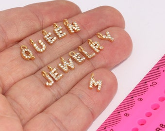5x8mm 24k Shiny Gold Cz Letter Charms, Cz Letter, Zircon Letters, Gold Letter Charms, Personalized Necklace, MBGHRF24