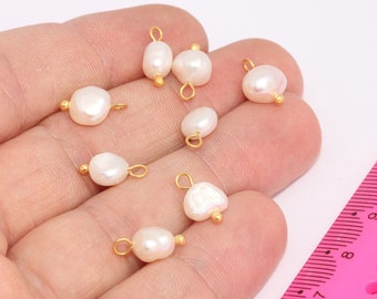 Charmes de perles, perles de forme libre blanches naturelles, breloques de perles d'eau douce, perles de bracelet de perles, breloques de boucles d'oreilles en perles blanches MBGSLM832