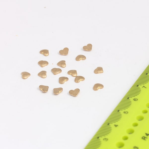 Tiny Raw Brass Hearts (5mm) Stamping Brass stamping - Tiny Heart Blank, Puffed Heart Blank  MBGAE96