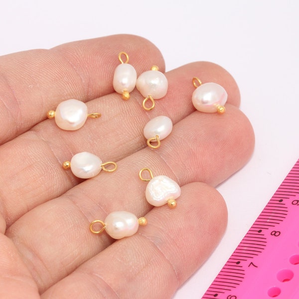 Pearl Charms, Natural White Freeform Pearls, Fresh Water Pearl Charms, Pearl Bracelet Beads, White Pearl Earring Charms MBGSLM832