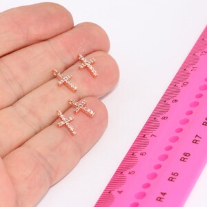 Rose Gold Plated  Cross Charms, Micro Pave Pendant, Zircon  MBGZRCN885