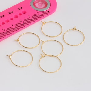 20mm 24k Shiny Gold Plated  Earrings, Hoop Earrings, Circle Earrings, Gold Earrings, Gold Earring Hoops, Gold Earring Findings, MBGEAR5