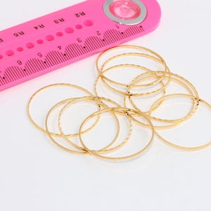 Anel de ouro brilhante 24k de 30 mm, conectores, conector, s simples, aros banhados a ouro, anel circular, MBGBRT539