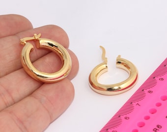 24k Shiny Gold Plated  Earrings Tube Earriings, Hoop Earrings, Circle Earrings , Tube Earrings, Gold Earring Findings MBGCHK312-5