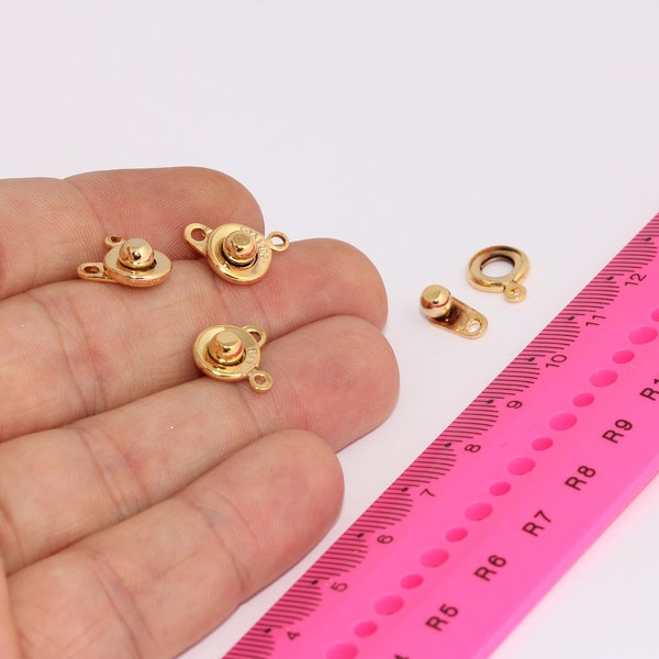 Shiny Gold Plated Snap Clasp, Ball Socket Clasps, Round Button Clasp, Closures, Gold Plated Clasp, Gold ,  MBGBRT669