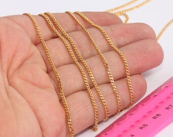 Cadena de eslabones de oro brillante de 24 k de 2 mm, soldada, facetada, para collar, con detalles chapados en oro, MBGBXB129