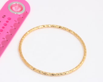 24k Shiny Gold Bracelet, Hammered Bracelet, Domed Bracelet, Stacking Bracelets, Bracelet Bangle, Gold Plated Bracelets, MBGCHK379.