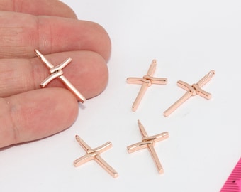 Rose Gold Plated Rose Gold Cross Pendant, Cross Necklace Charms  MBGMTE993