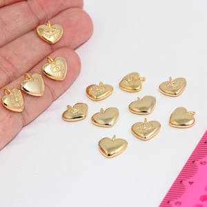 24k Shiny Gold Heart Charms, Evil eye Heart Charms, Heart Necklace Charms, Bracelet Charms, Gold Plated Findings,  MBGMTE970