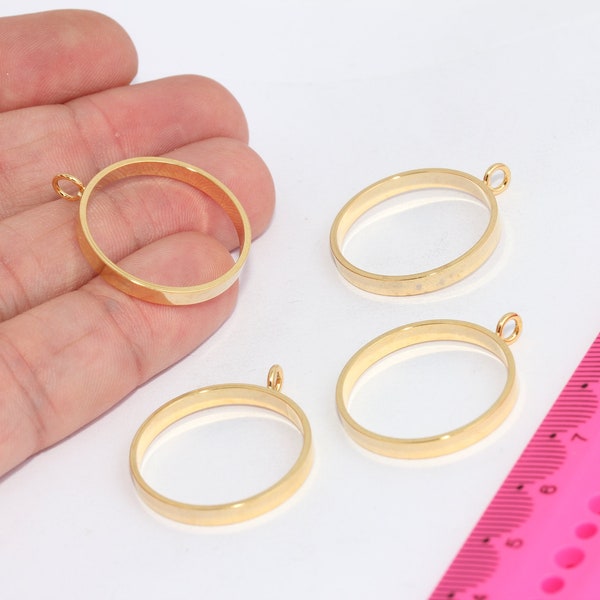 100 Pcs 24k Shiny Gold Plated Frame Pendant, Open Back Bezel Settings,  Necklace,   Charm, Gold Plated Charms, MBGMTE1422