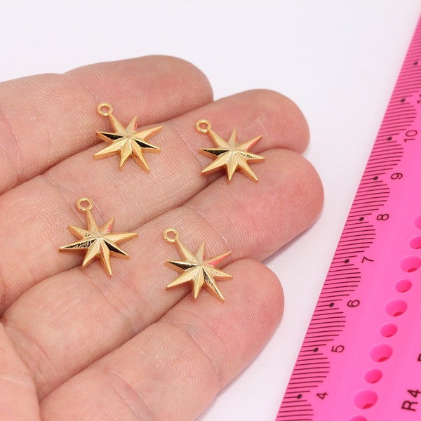 Shiny Gold North Star Charms, Star Pendant, North Star Charms, Polaris Charms, Star Beads, Gold Plated Findings  MBGSLM982